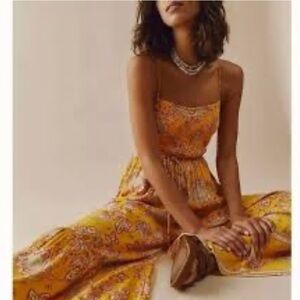 Free People Little Of Your Love Golden Jumpsuit Size XS